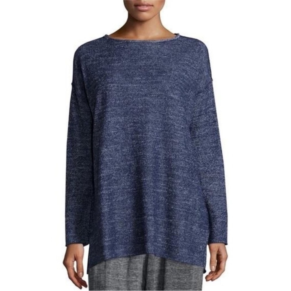 Eileen Fisher Fisher Organic Slub Terry Easy Tunic in Blue size Medium Sweater